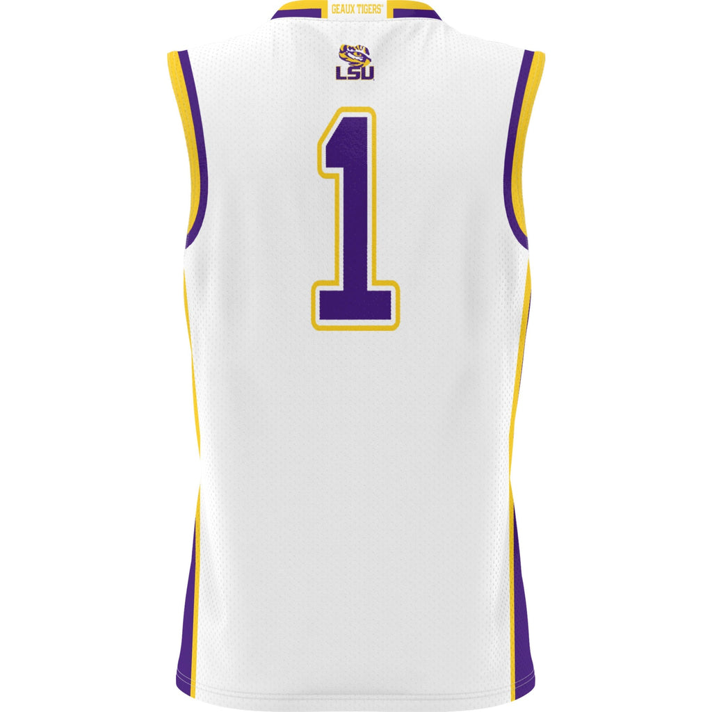 #1 LSU Tigers Lightweight Basketball Jersey - White