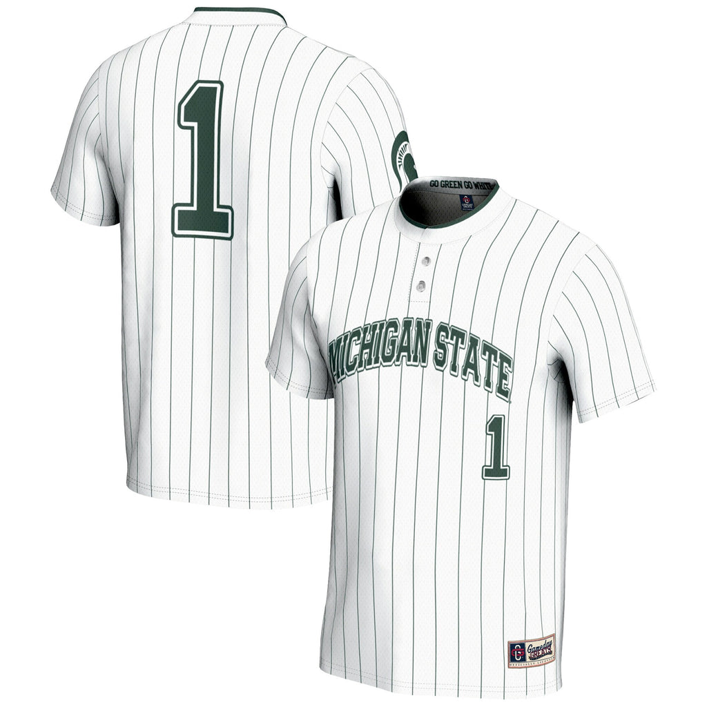 #1 Michigan State Spartans Lightweight Softball Jersey - White