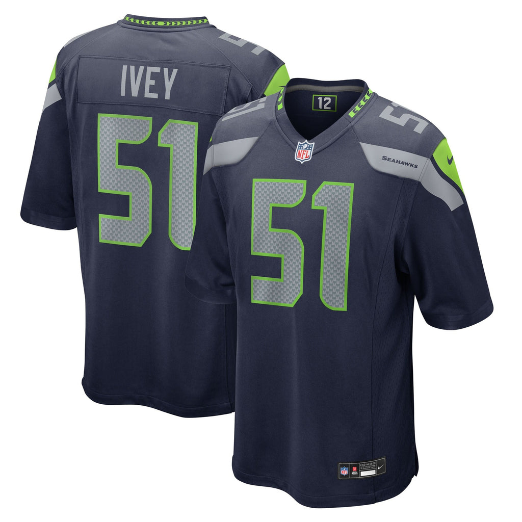 Seattle Seahawks Jared Ivey College Navy Team Game Football Jersey