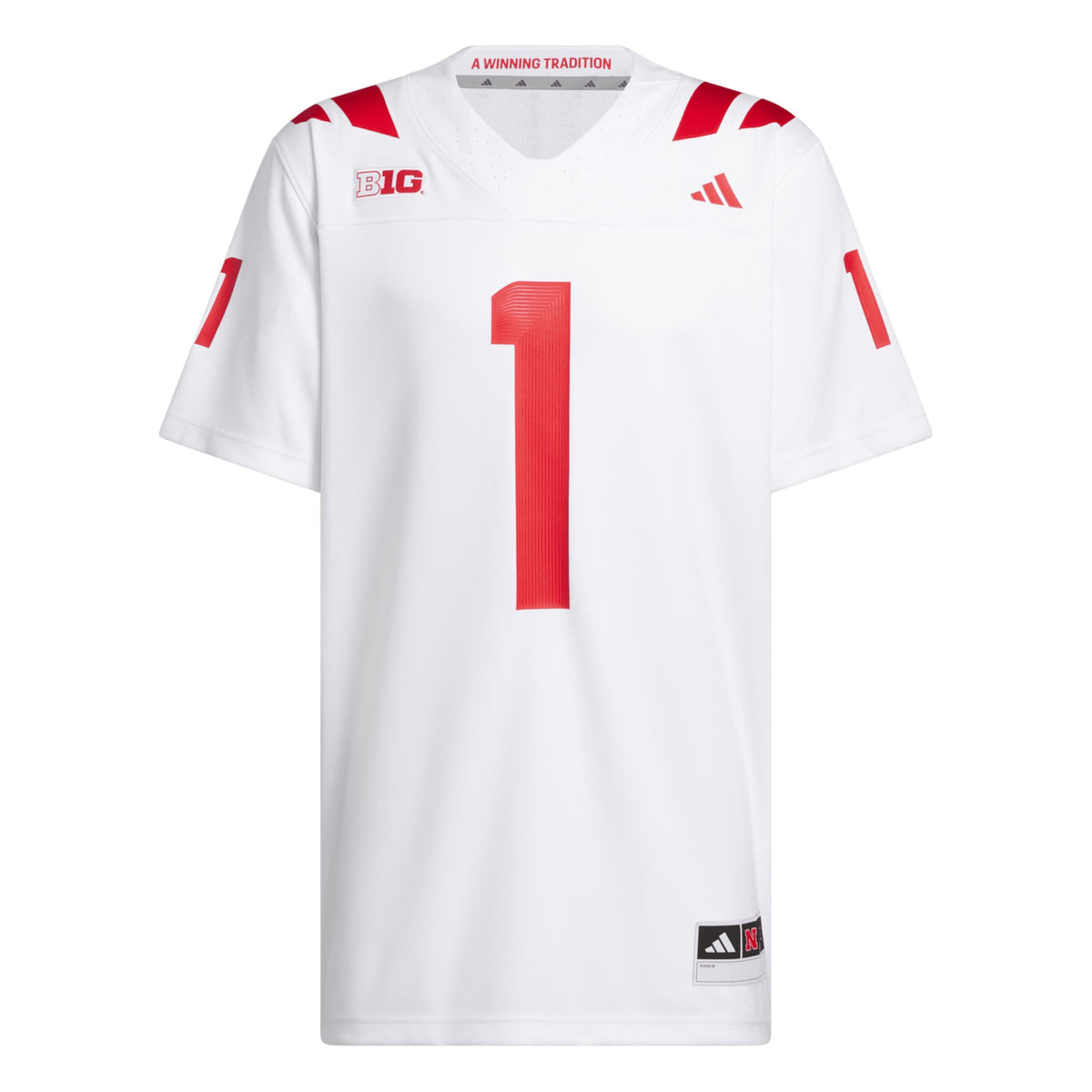 #1 White Nebraska Huskers Away Premier Football Jersey
