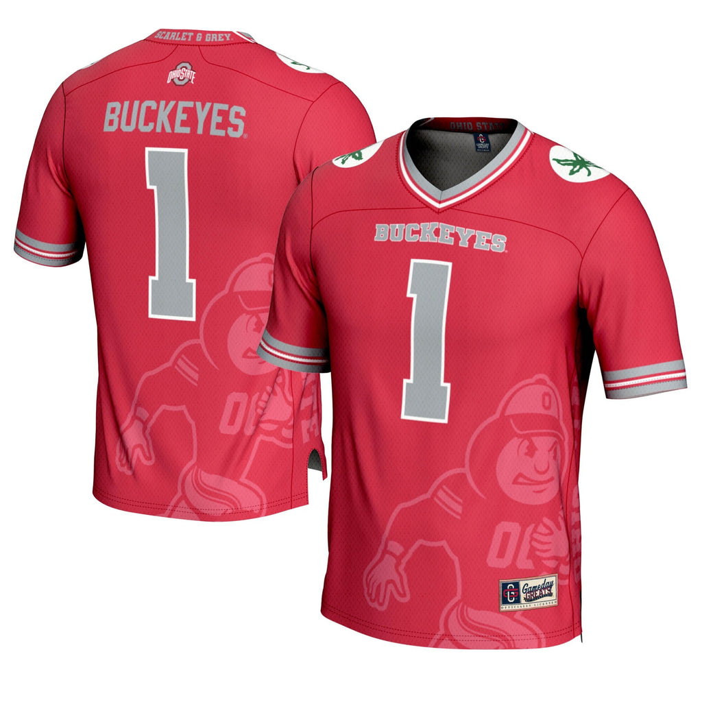 #1 Scarlet Ohio State Buckeyes Icon Print Football Fashion Jersey