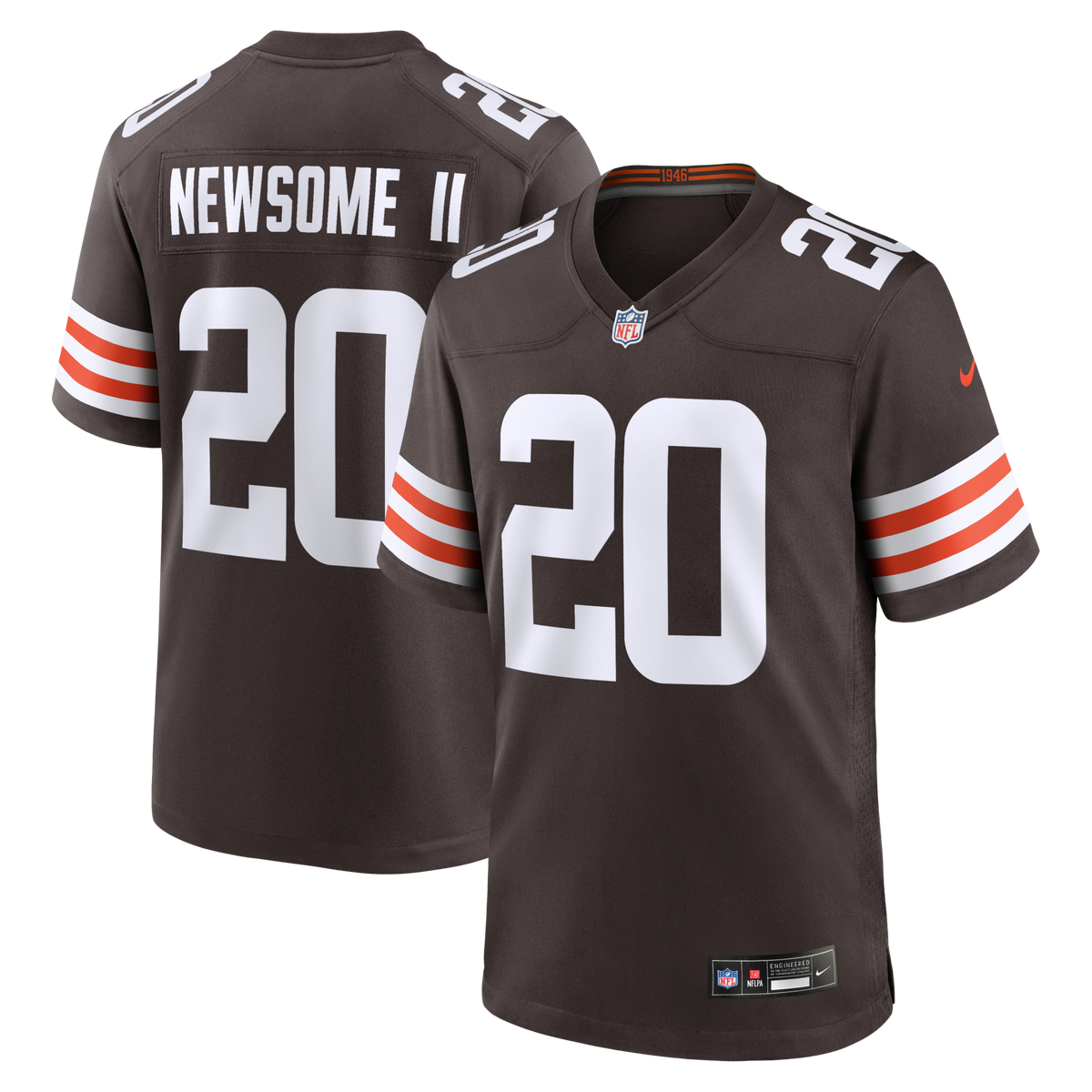 Cleveland Browns Greg Newsome II Brown Game Football Jersey