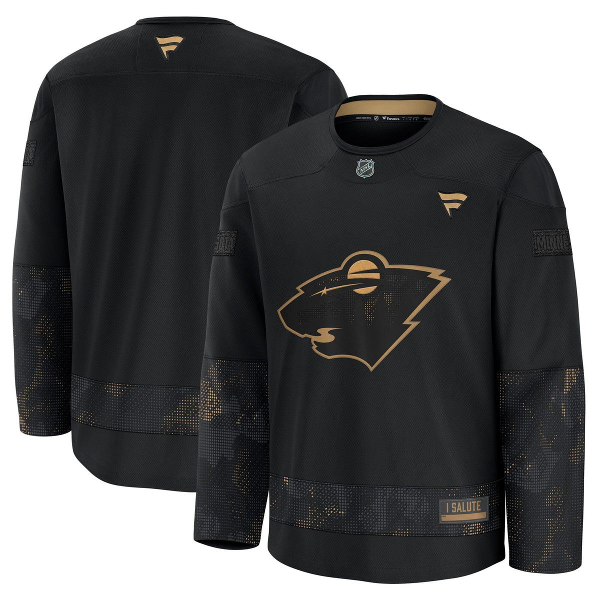 Minnesota Wild Black 2024 Military Appreciation Practice Jersey