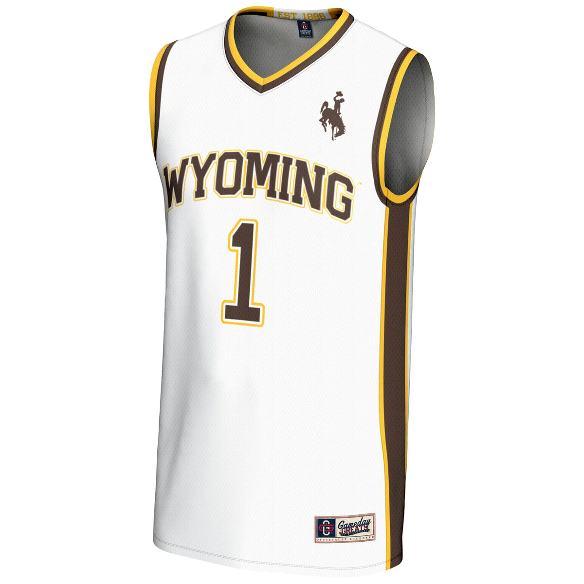 #1 White Wyoming Cowboys Lightweight Basketball Jersey
