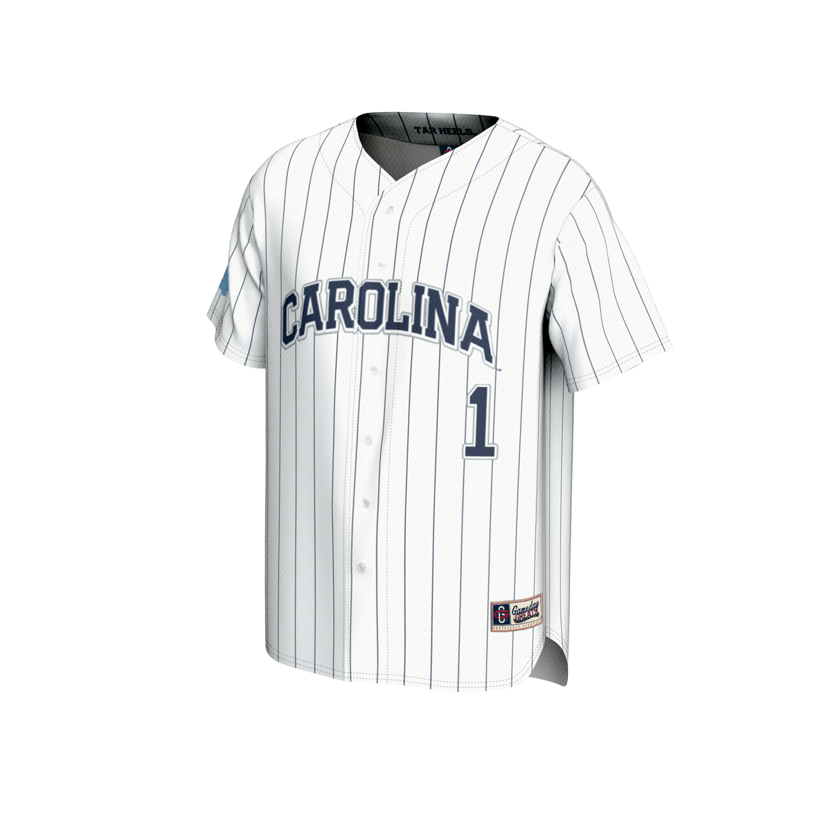 #1 North Carolina Tar Heels Lightweight Baseball Fashion Jersey - White