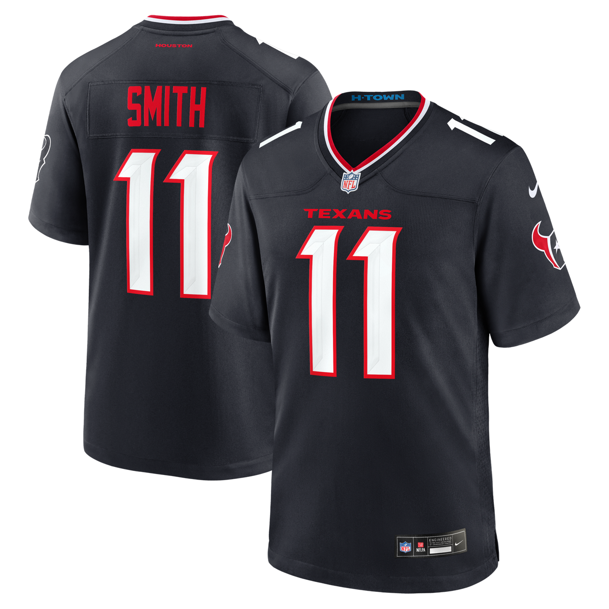 Houston Texans Tremon Smith Navy Team Game Football Jersey