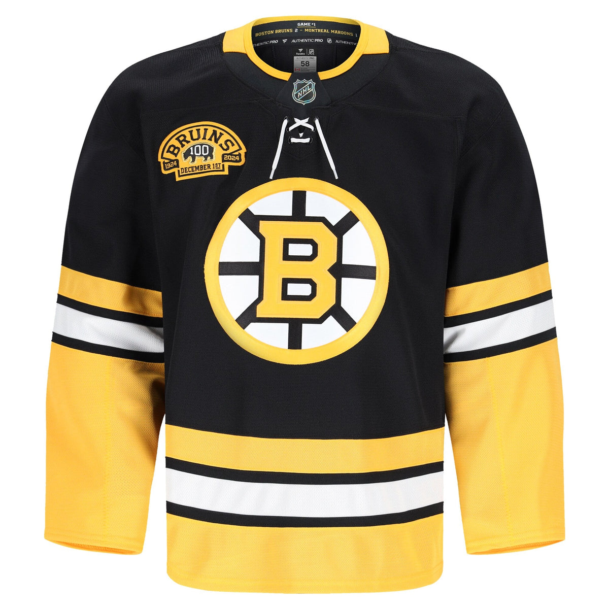 Boston Bruins Black 100th Anniversary Pro Jersey