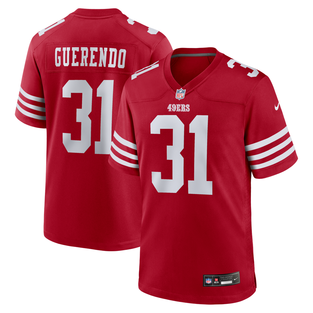 San Francisco 49ers Isaac Guerendo Scarlet Game Football Jersey