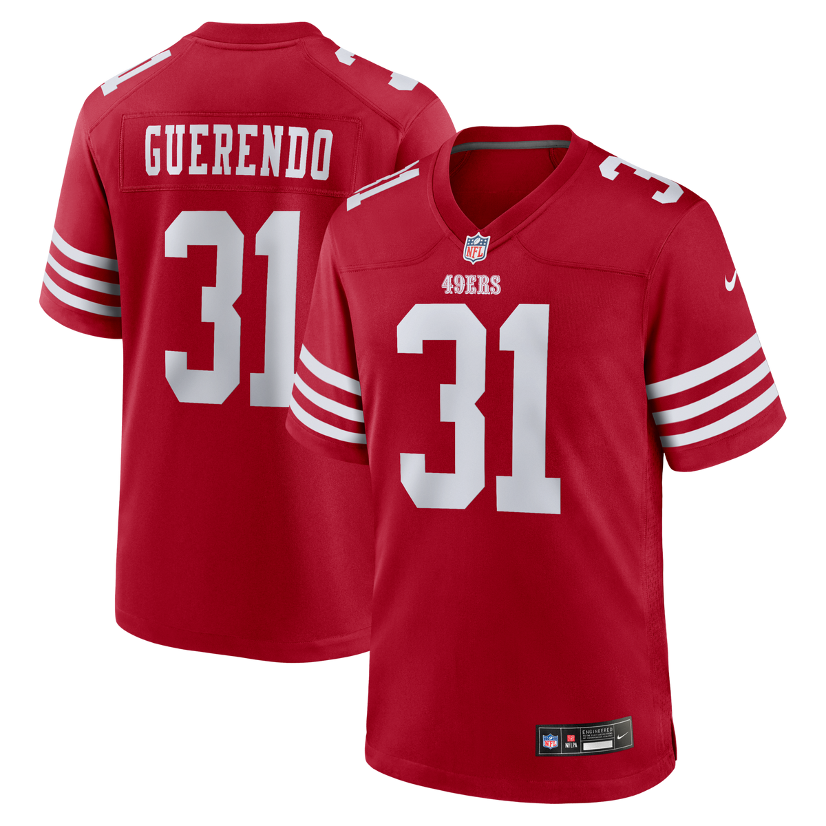 San Francisco 49ers Isaac Guerendo Scarlet Game Football Jersey