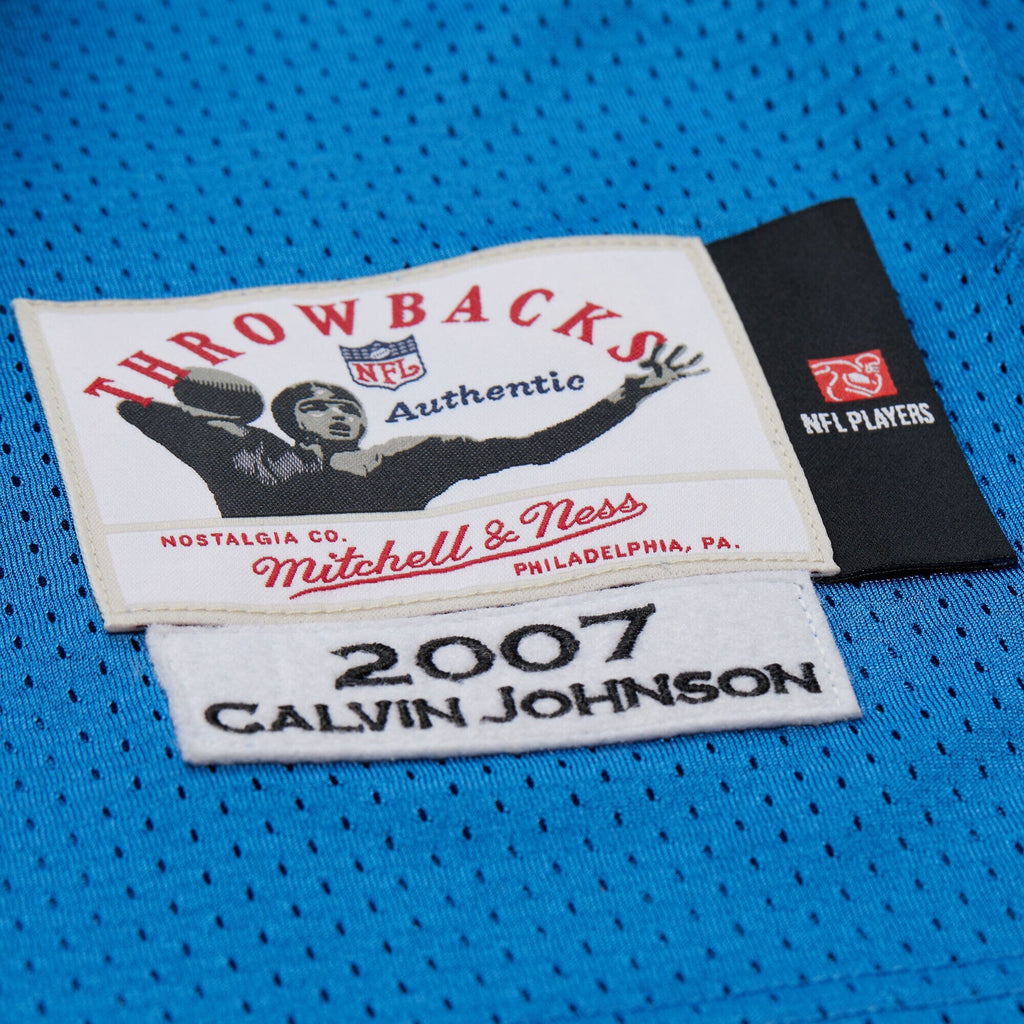 Detroit Lions Calvin Johnson Blue 2007 Throwback Retired Player Football Jersey