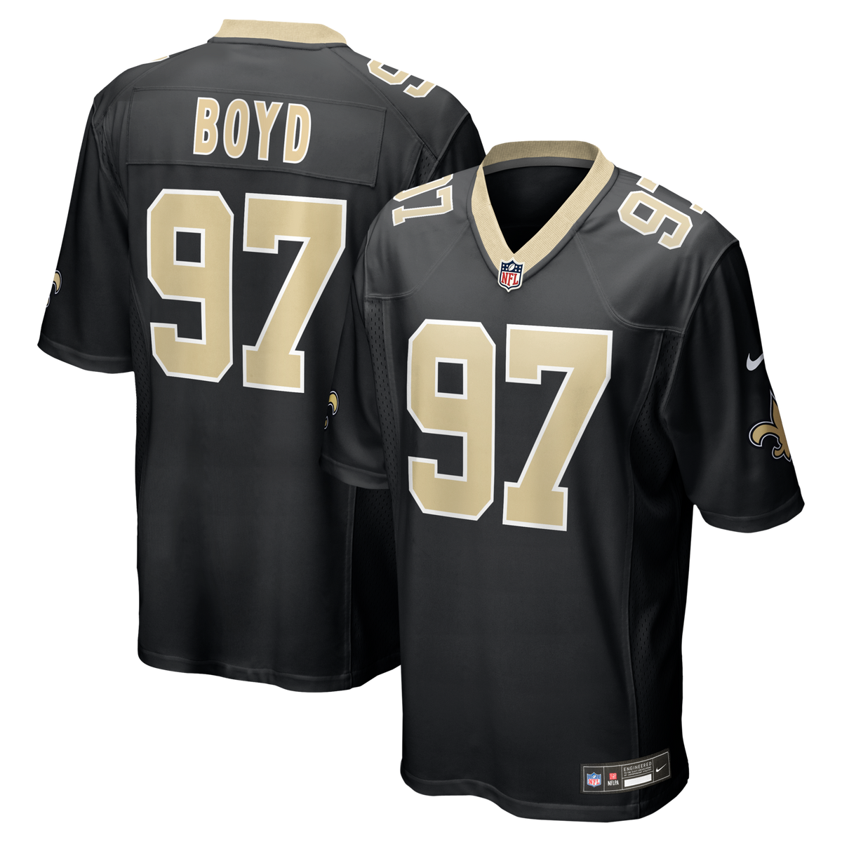 New Orleans Saints Khristian Boyd Black Game Football Jersey