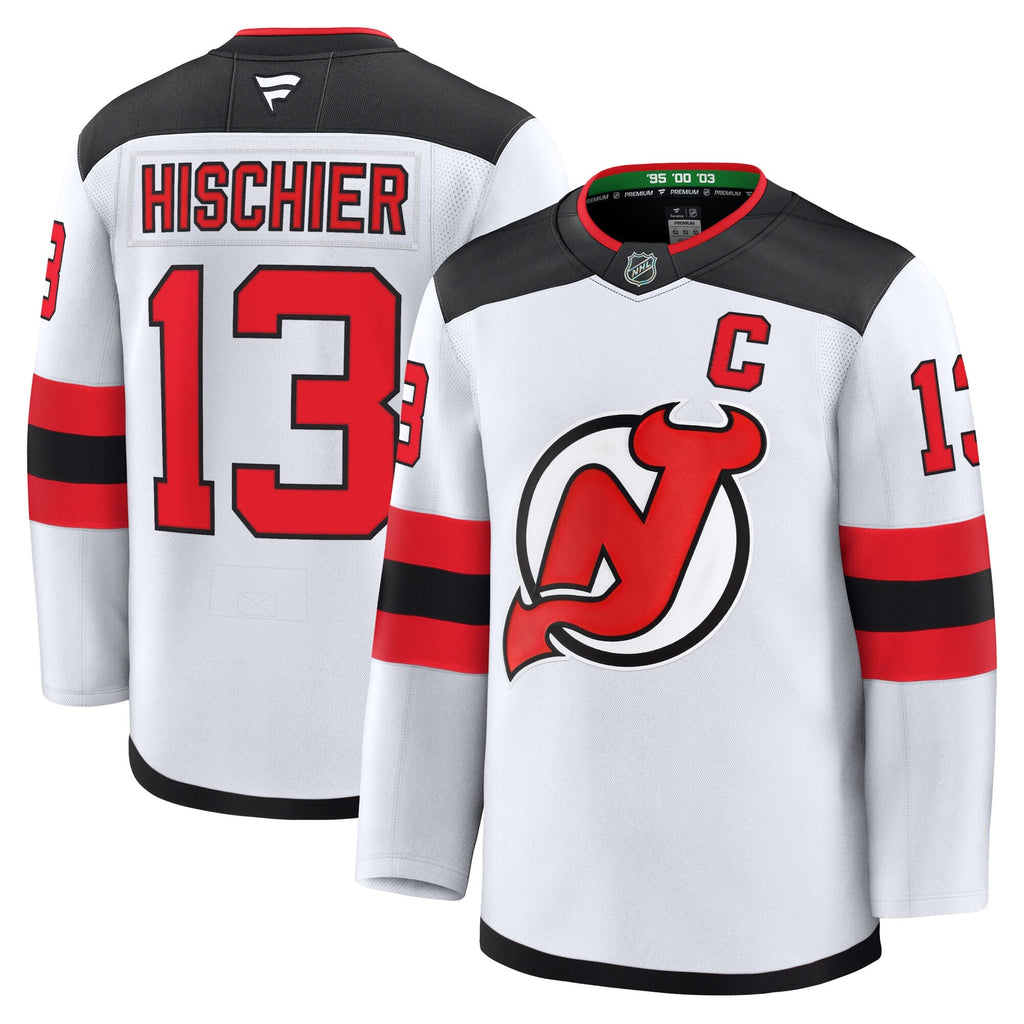 New Jersey Devils Nico Hischier White Away Premium Jersey
