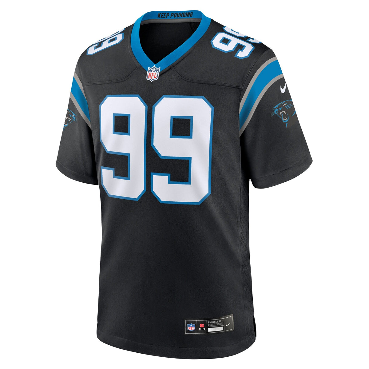 Carolina Panthers Tershawn Wharton Black Team Game Football Jersey