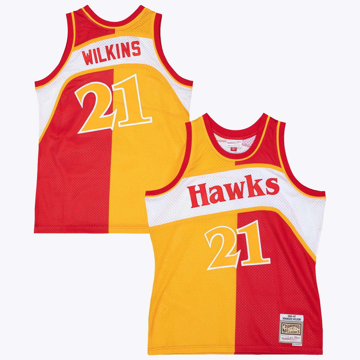 Atlanta Hawks Dominique Wilkins 1986 Split Swingman Jersey - Red/Yellow