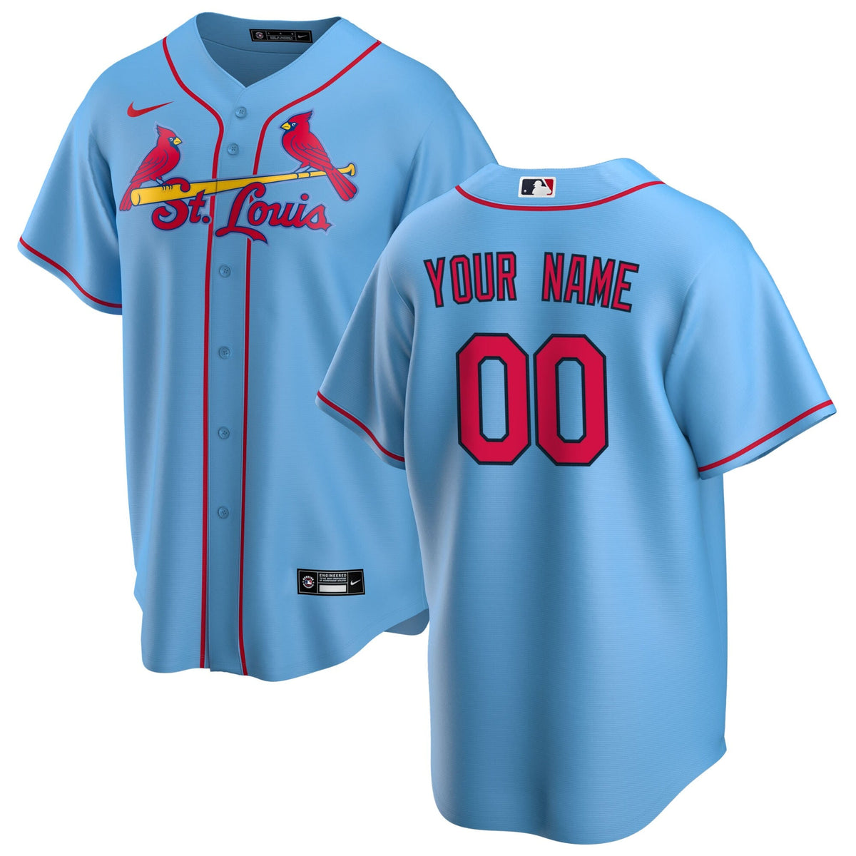 St. Louis Cardinals Light Blue Alternate Replica Custom Baseball Jersey