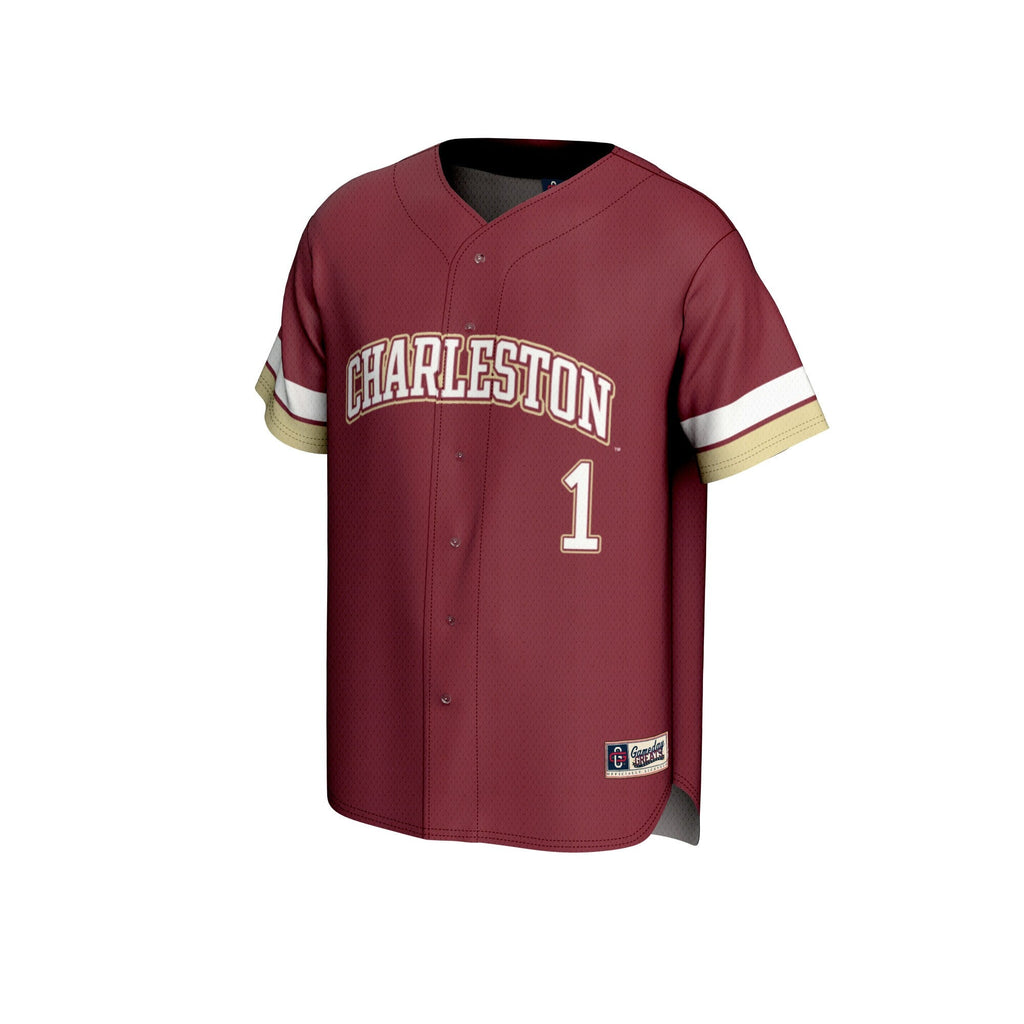 #1 Charleston Cougars Lightweight Collegiate Baseball Fashion Jersey - Maroon