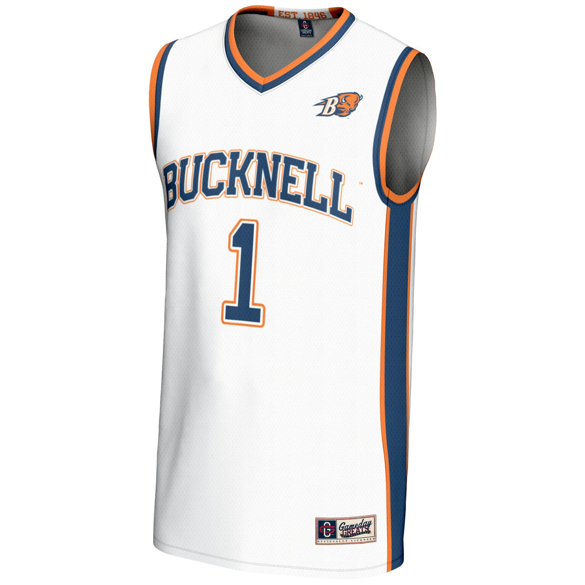 #1 Bucknell Bison Lightweight Basketball Jersey - White