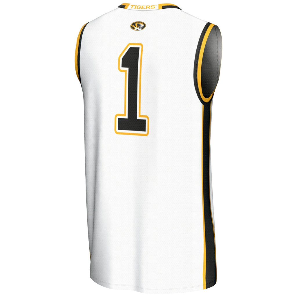 #1 White Missouri Tigers Lightweight Basketball Jersey