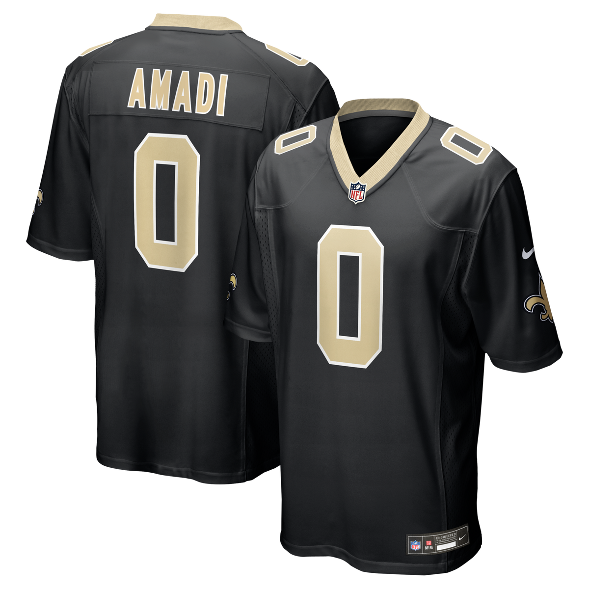 New Orleans Saints Ugo Amadi Black Team Game Football Jersey
