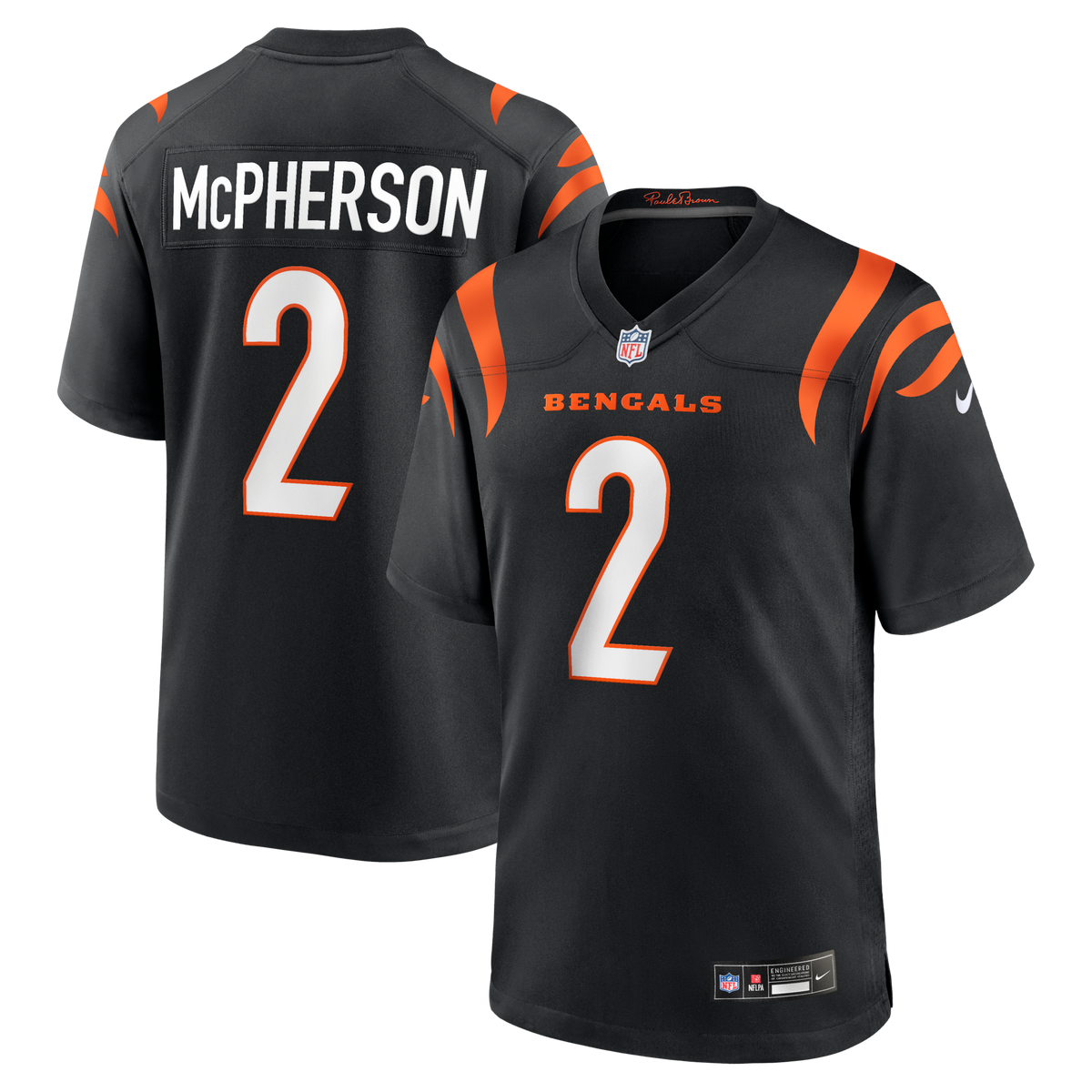 Cincinnati Bengals Evan McPherson Black Game Football Jersey