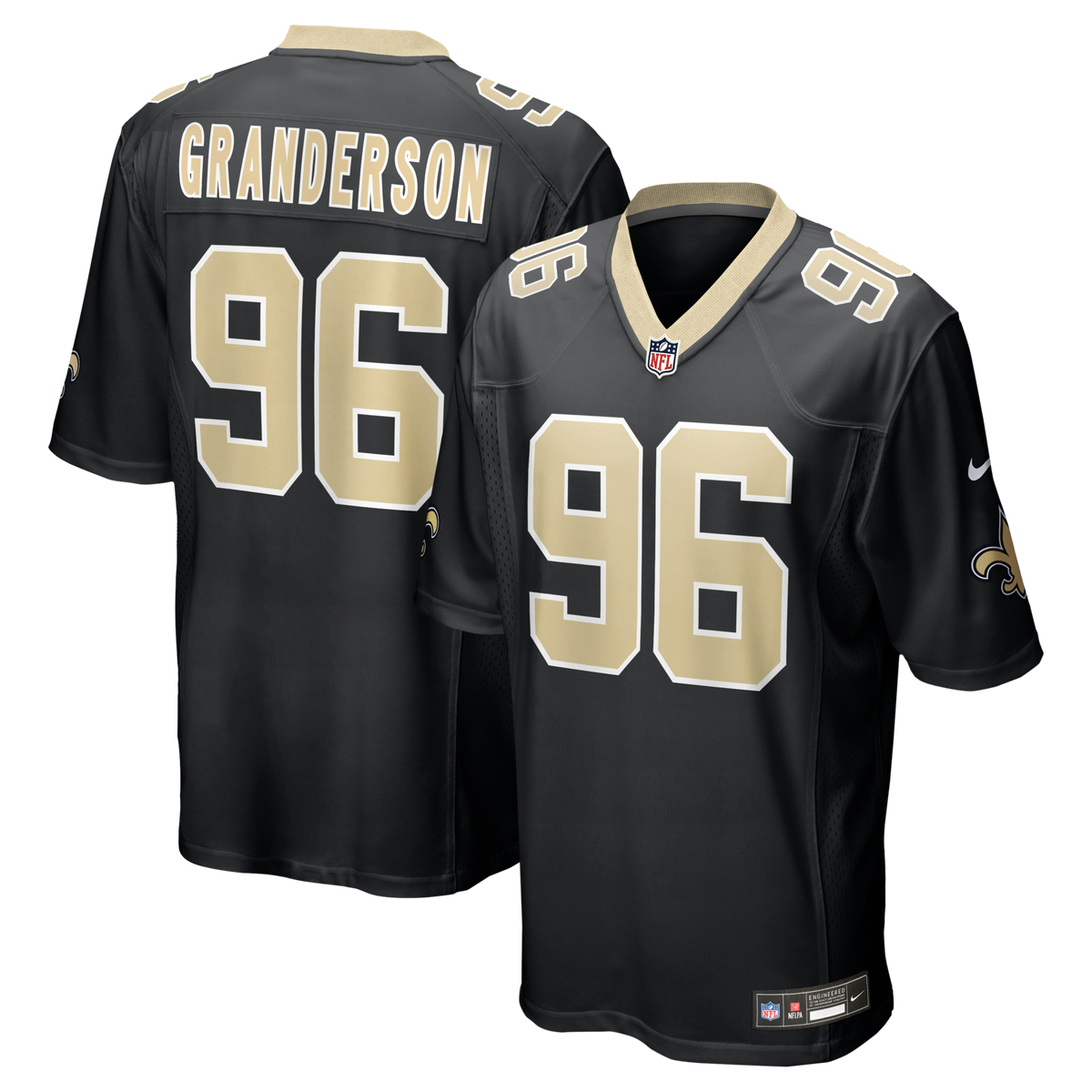 New Orleans Saints Carl Granderson Black Game Football Jersey