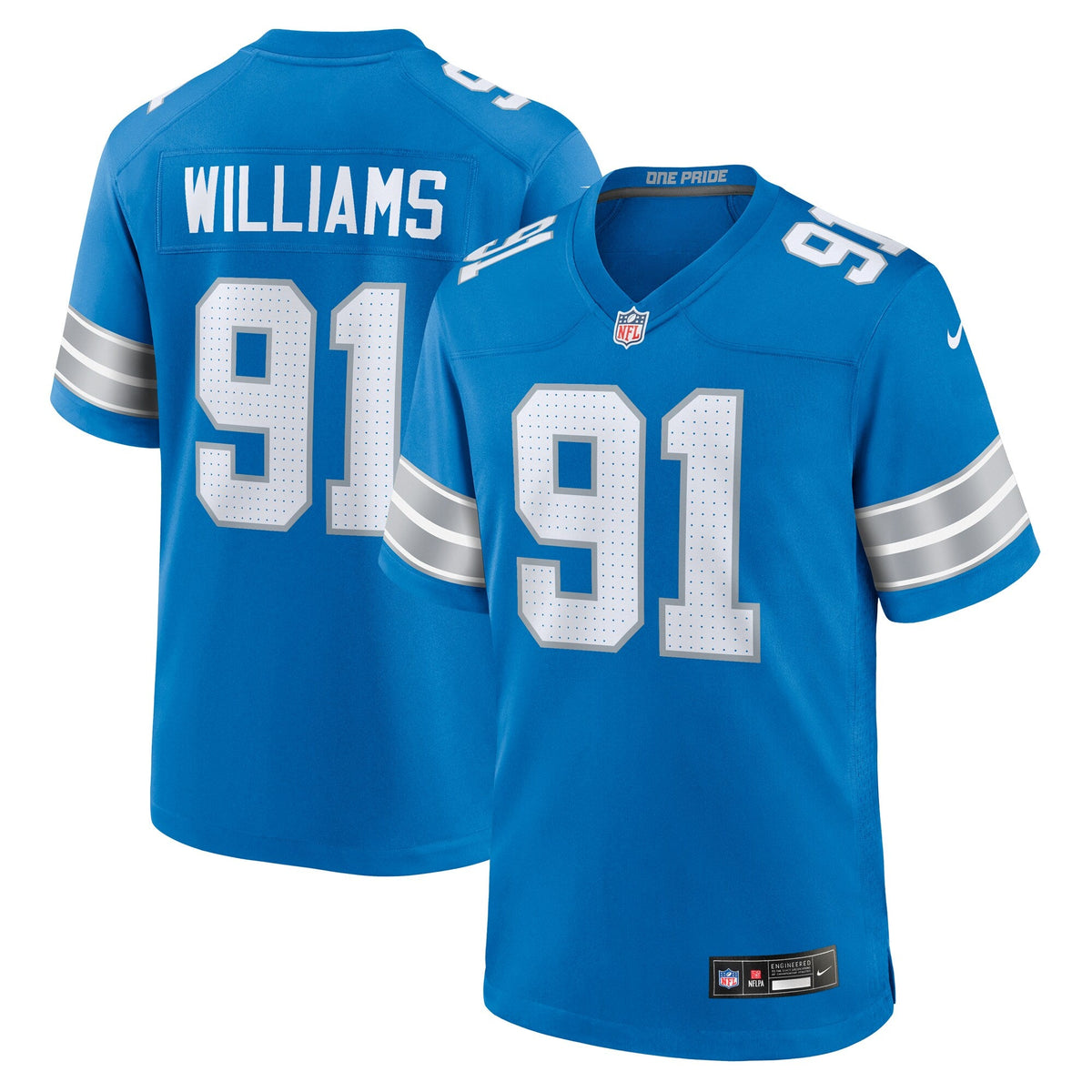 Detroit Lions Tyleik Williams Blue Team Game Football Jersey