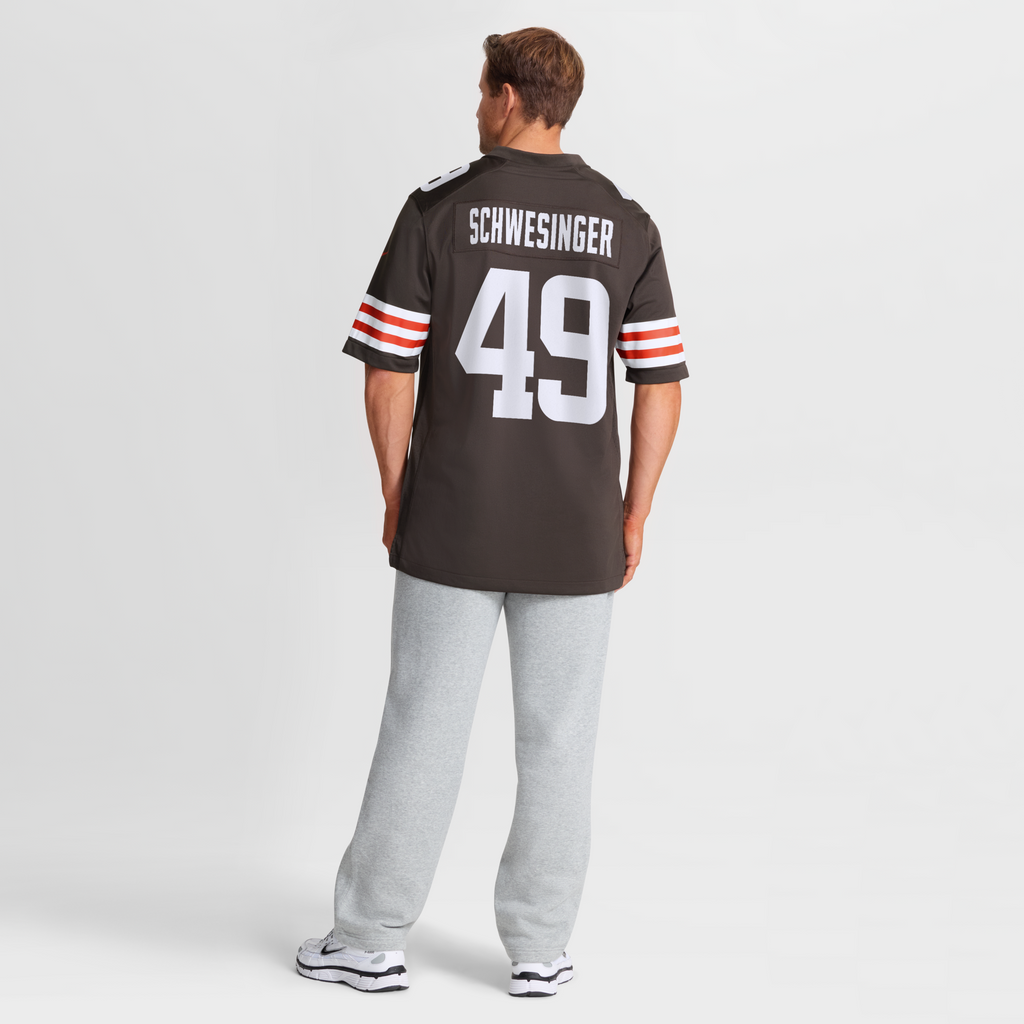 Cleveland Browns Carson Schwesinger Brown 2025 NFL Draft Game Football Jersey
