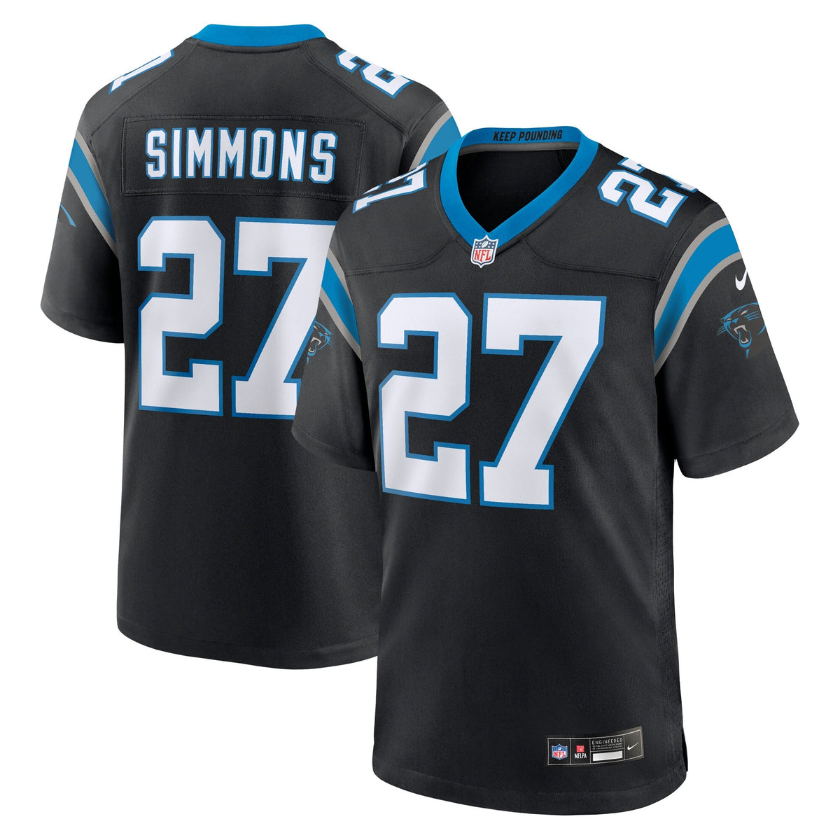 Carolina Panthers Isaiah Simmons Black Team Game Football Jersey