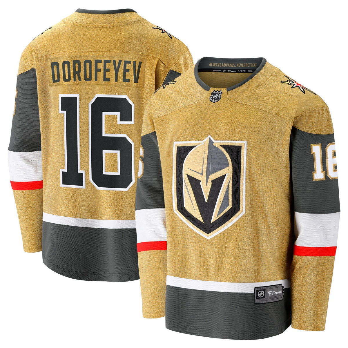 Vegas Golden Knights Pavel Dorofeyev Gold Premier Breakaway Player Hockey Jersey