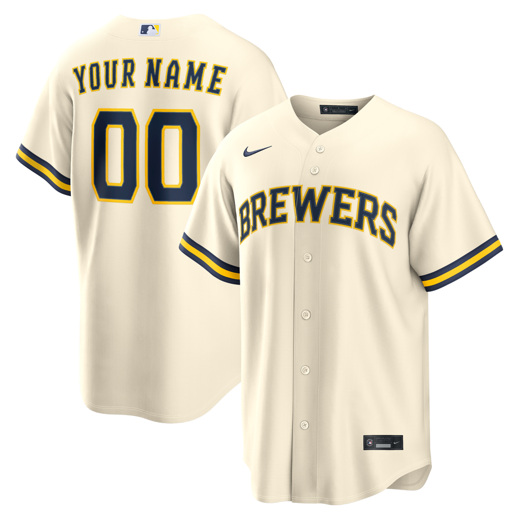 Milwaukee Brewers Cream Home Replica Custom Baseball Jersey
