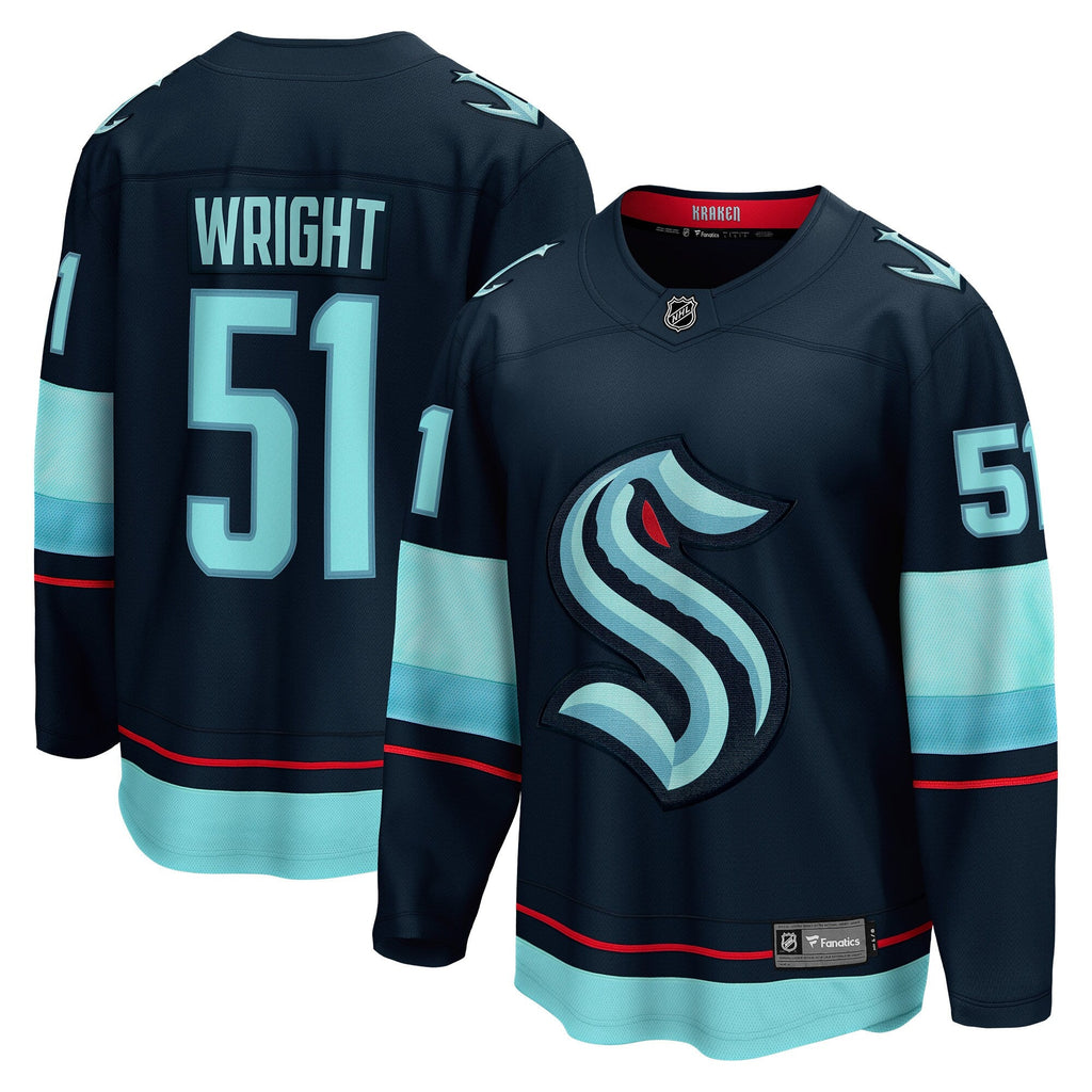 Seattle Kraken Shane Wright Deep Sea Blue Home Breakaway Player Hockey Jersey