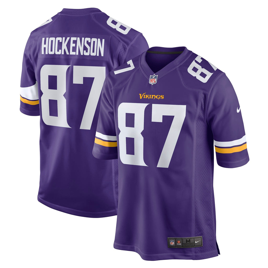Minnesota Vikings T.J. Hockenson Purple Game Player Football Jersey