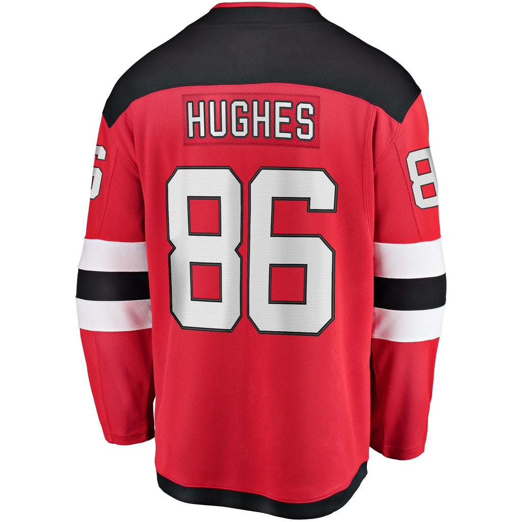 New Hockey Jersey Devils Jack Hughes Red Breakaway Player Jersey