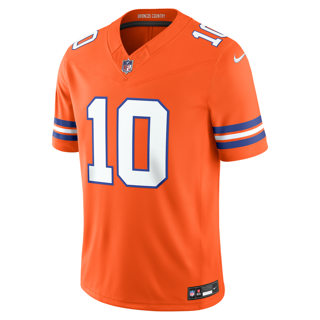 Denver Broncos Bo Nix Orange Alternate Mile High Collection 1977 Throwback Vapor F.U.S.E. Stitched Limited Football Jersey