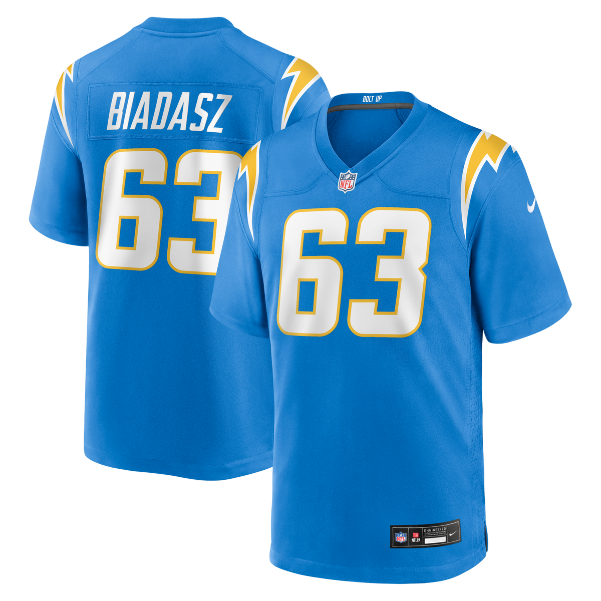 Los Angeles Chargers Tyler Biadasz Powder Blue Team Game Football Jersey