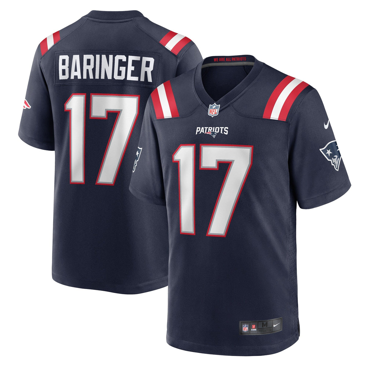 New England Patriots Bryce Baringer Navy Team Game Football Jersey