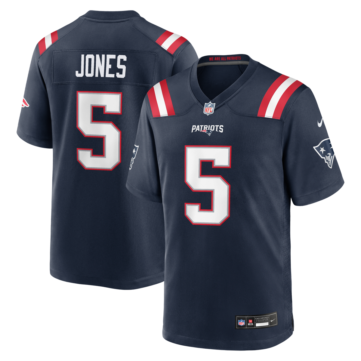 New England Patriots Dre'Mont Jones Navy Team Game Football Jersey