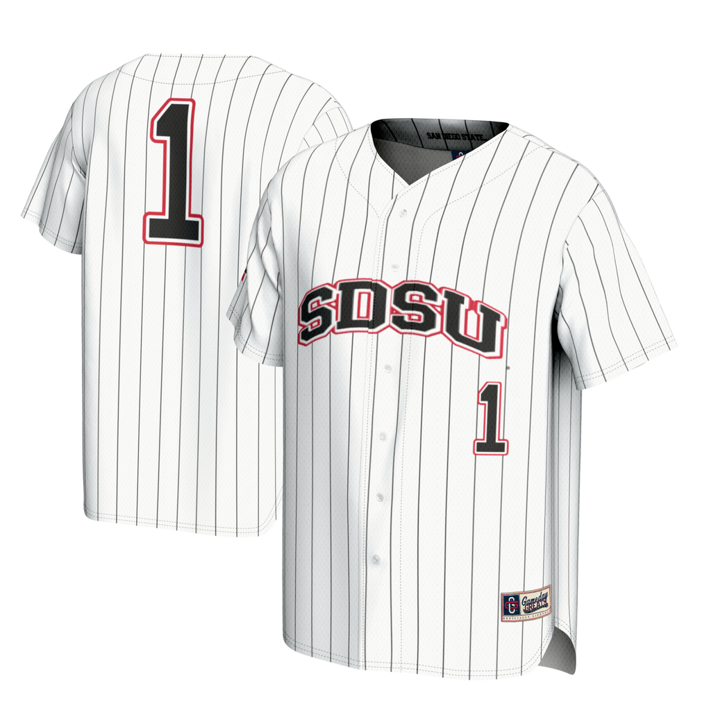 #1 San Diego State Aztecs Lightweight Baseball Fashion Jersey - White