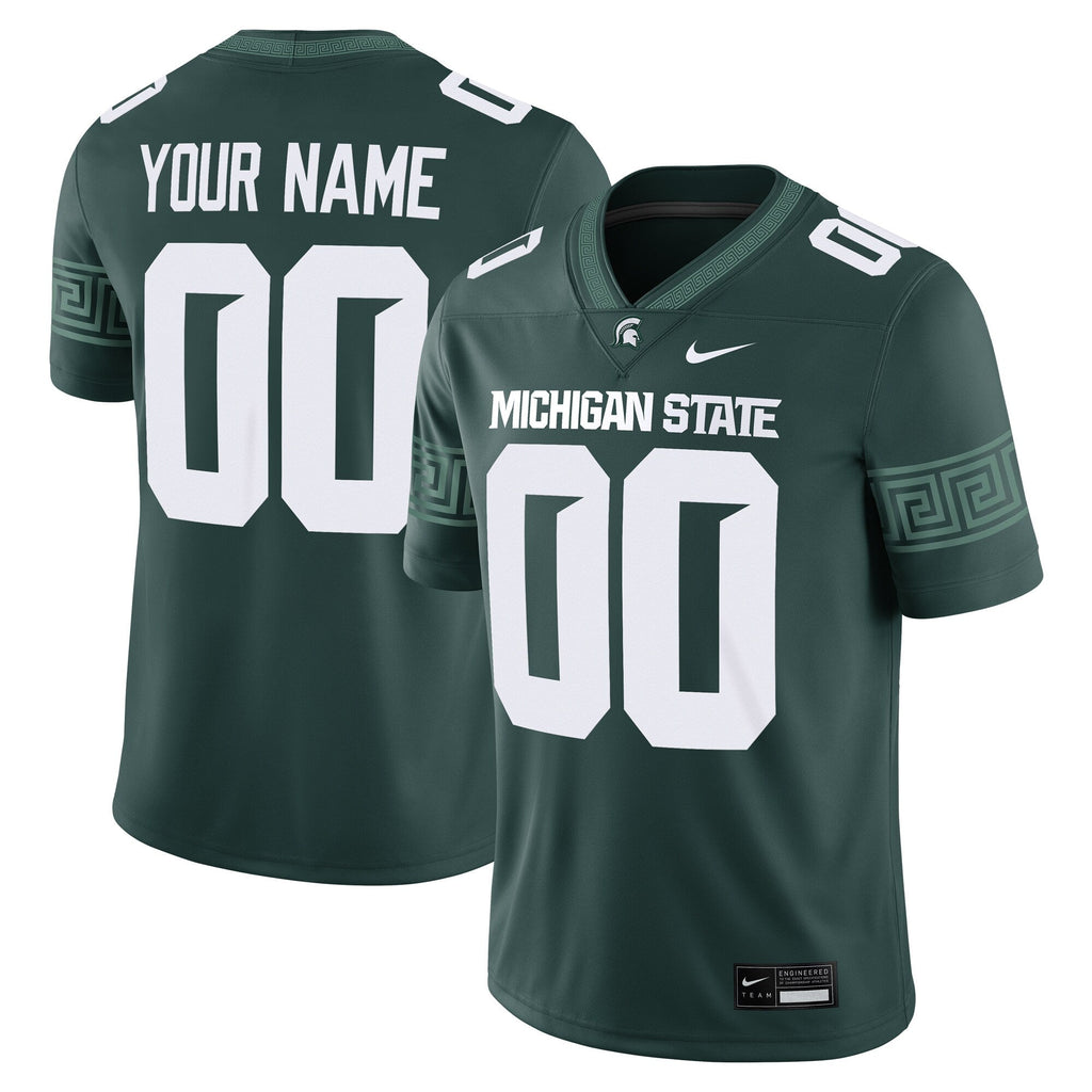 Michigan State Spartans Custom Football Game Jersey - Green