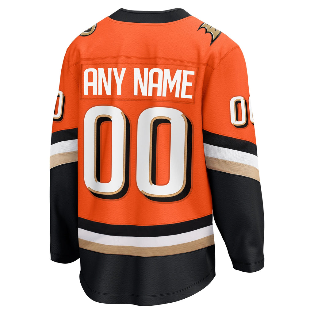 Anaheim Ducks Orange Home Breakaway Custom Hockey Jersey