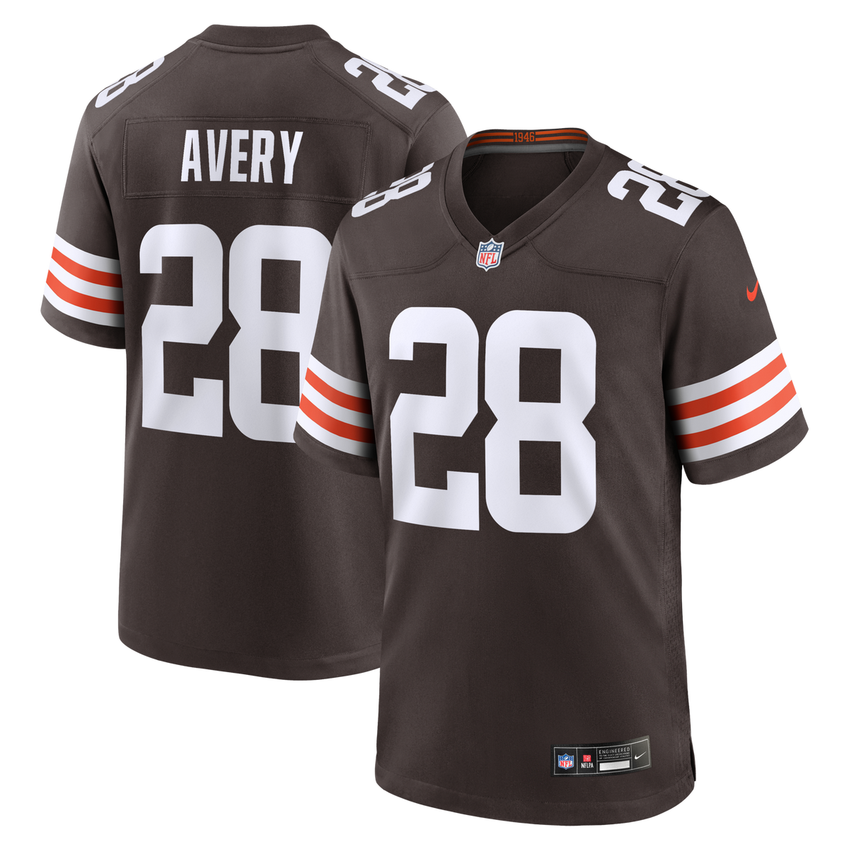 Cleveland Browns Tre Avery Brown Team Game Football Jersey
