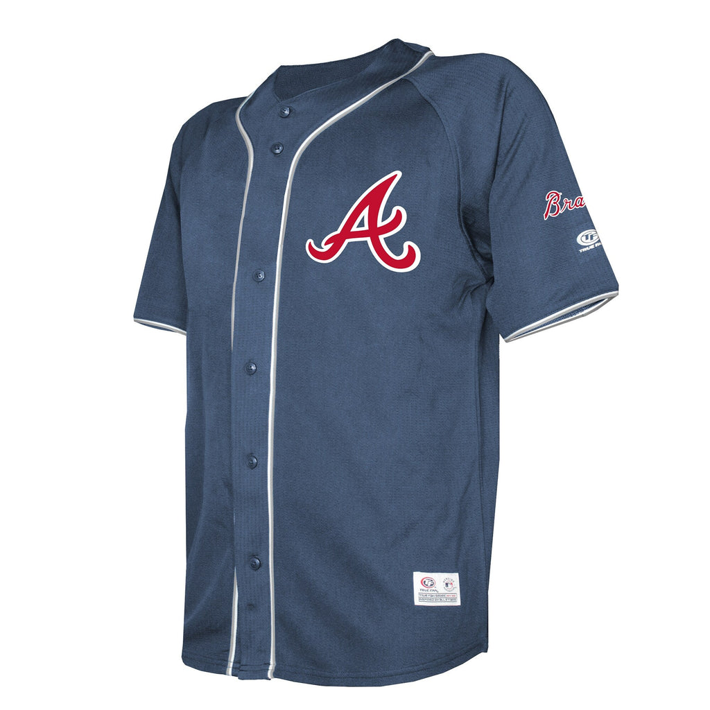 Atlanta Braves Stitches Navy Team Color Full-Button Fashion Baseball Jersey