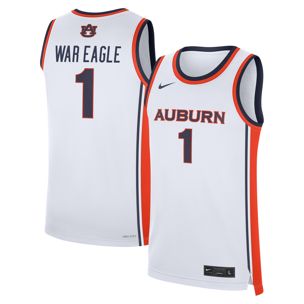 White Auburn Tigers #1 Home War Eagle Replica Basketball Jersey