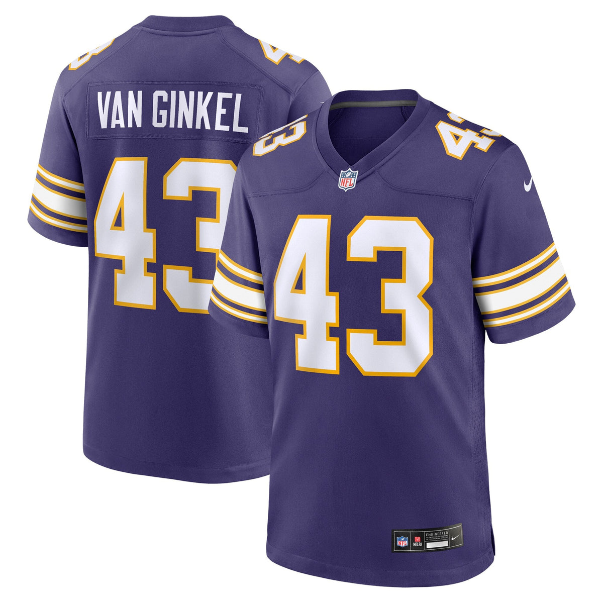 Minnesota Vikings Andrew Van Ginkel Purple Alternate Game Football Jersey