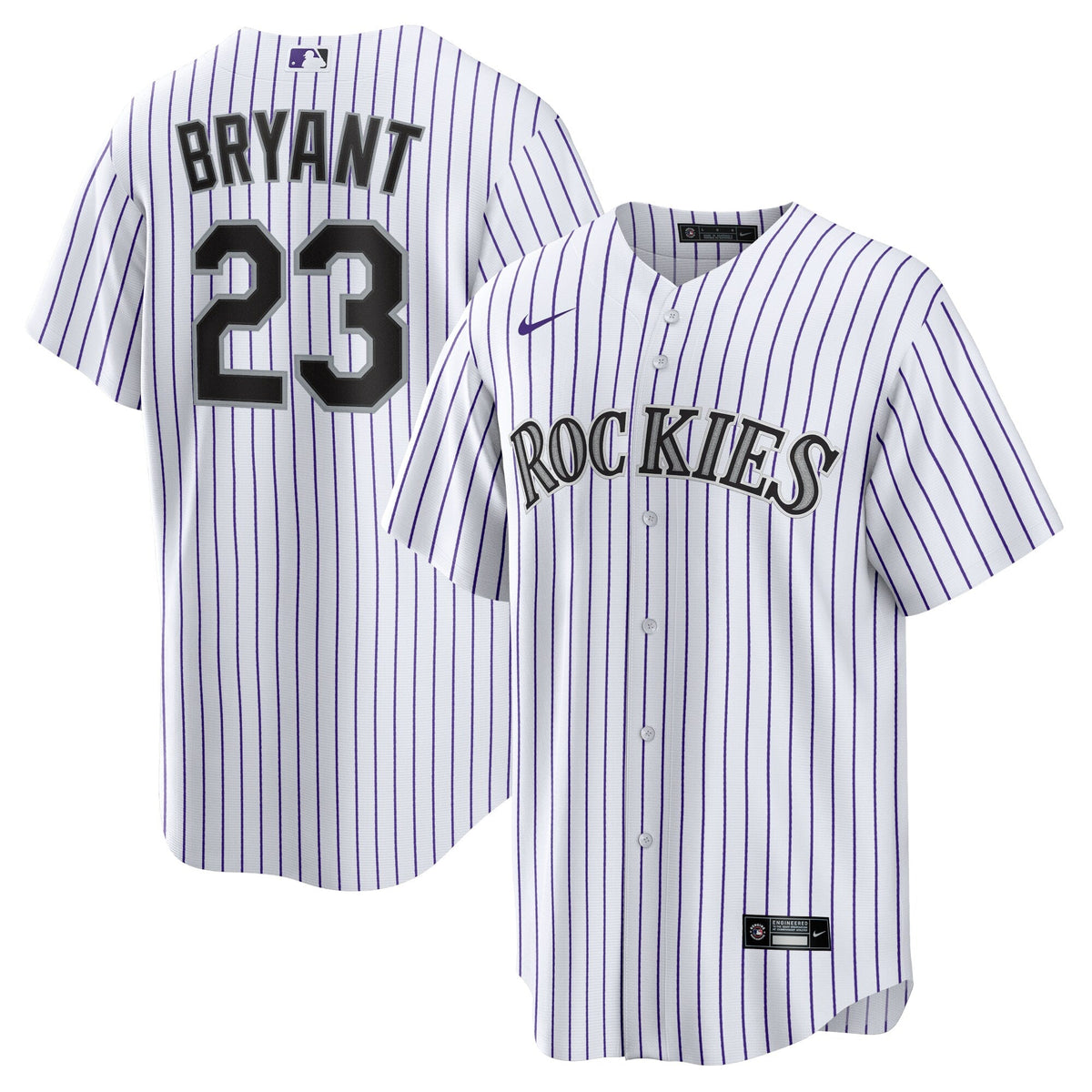 Colorado Rockies Kris Bryant White/Purple Replica Player Baseball Jersey