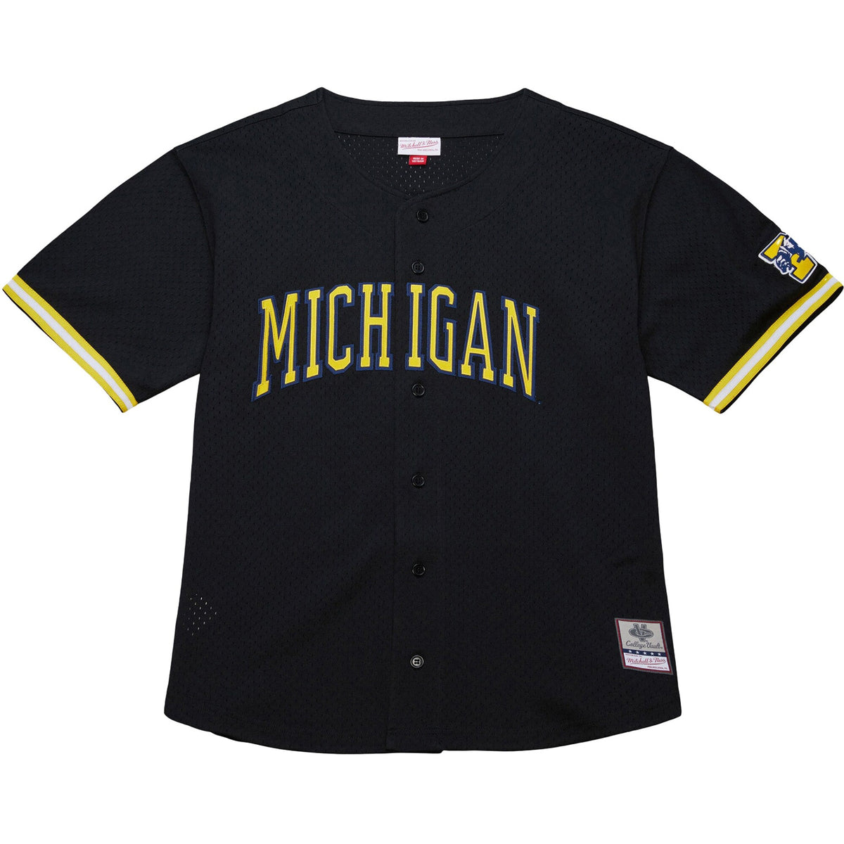 Black Michigan Wolverines On The Clock Full-Button Fashion Jersey