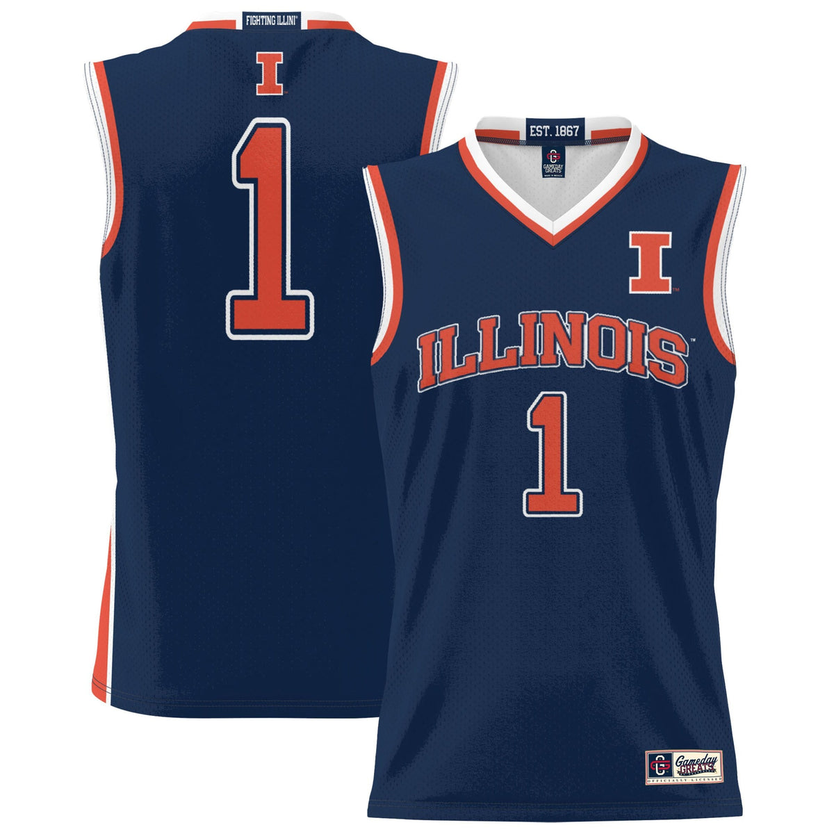 #1 Illinois Fighting Illini Lightweight Basketball Jersey - Navy