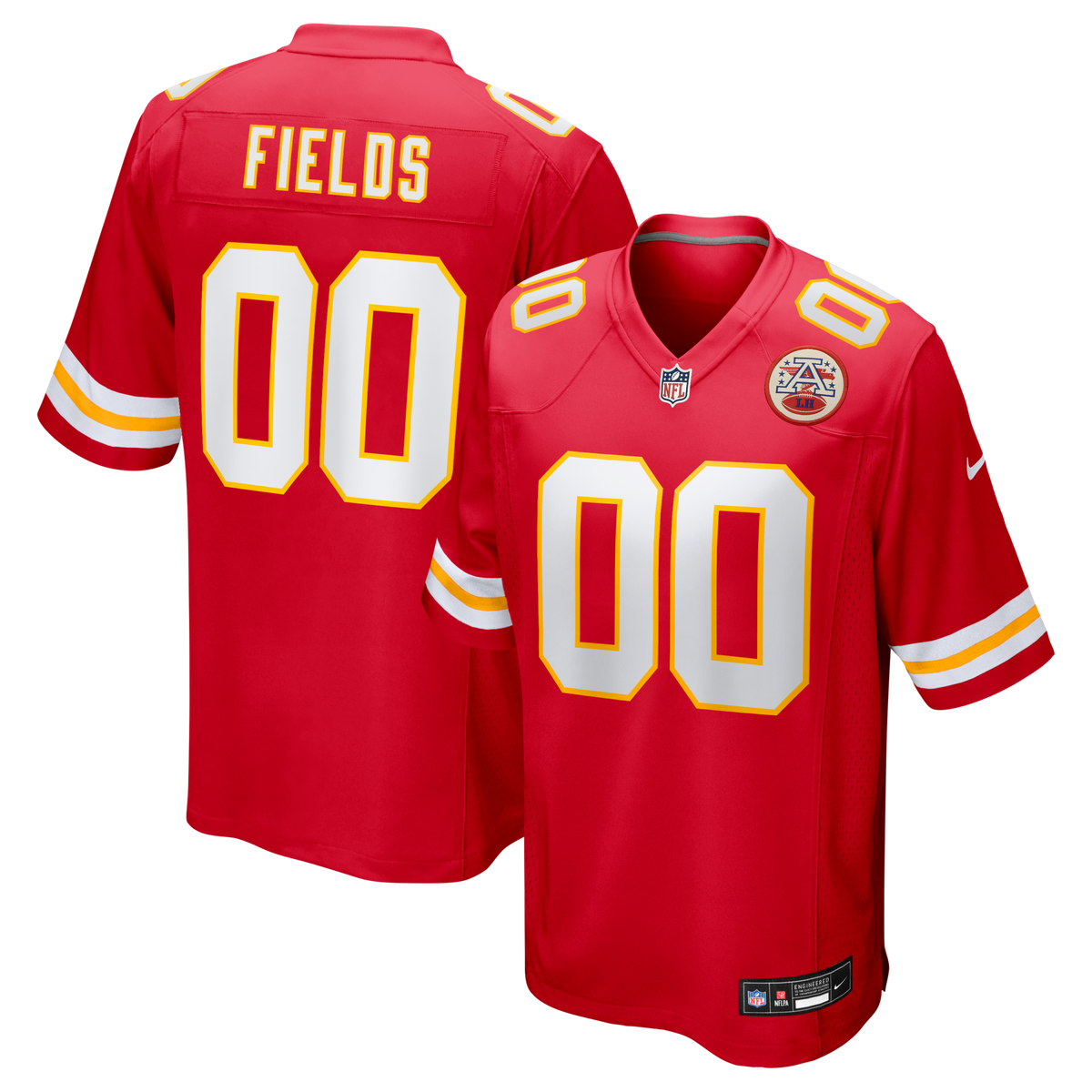 Kansas City Chiefs Justin Fields Red Game Football Jersey