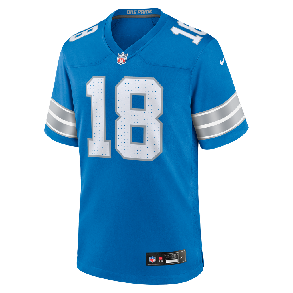 Detroit Lions Isaac TeSlaa Blue Game Player Football Jersey