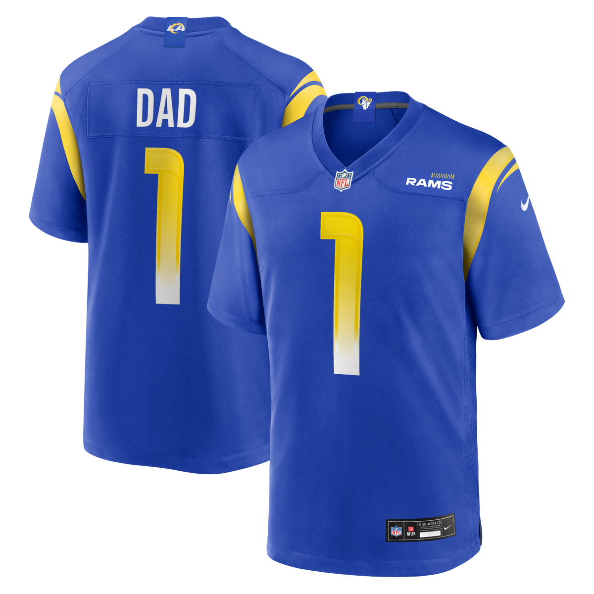 Los Angeles Rams Number 1 Dad Royal Game Football Jersey
